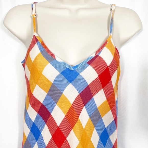 NWOT Solid & Striped Gingham Maxi 100% Linen Dress Size S - Picture 3 of 6